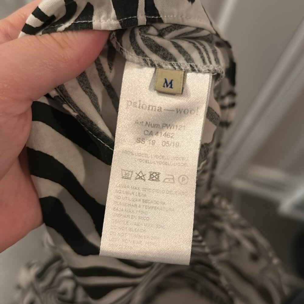 *READ-FLAWS* Paloma Wool Lera Psychedelic Zebra Black & White Swirl Crop Top - Picture 5 of 15